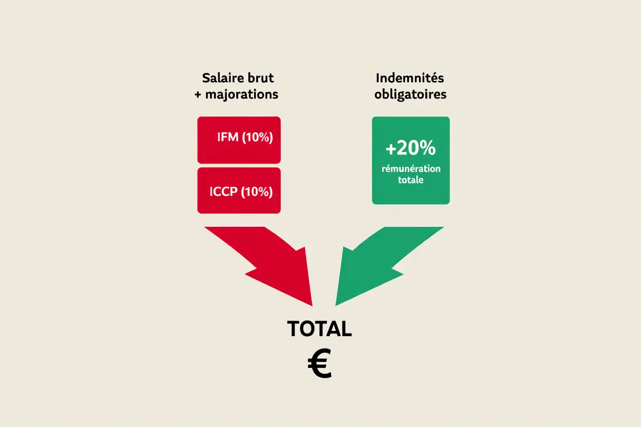 Composition de la rémunération intérimaire avec indemnités