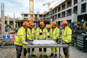 Travailleurs roumains qualifiés sur chantier