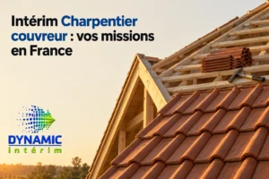 Construction de charpente et pose de tuiles sur une toiture en cours de finition sur un chantier en extérieur.
