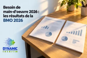 Des documents de rapports et graphiques posés sur une table en bois, avec une plante et des stylos à l’arrière.