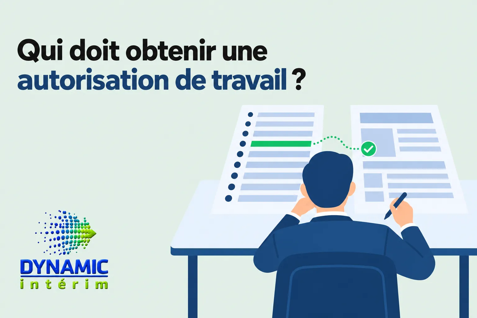 Une personne assise à un bureau révise des documents sur lesquels elle coche des cases.