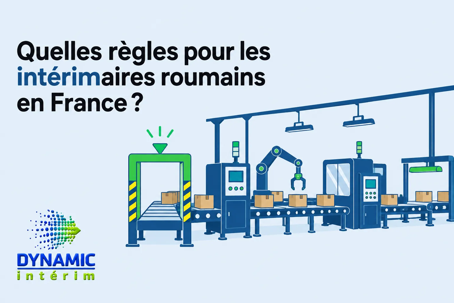 Série de machines et convoyeur sur une ligne de production avec des cartons, illustrant une usine industrielle.