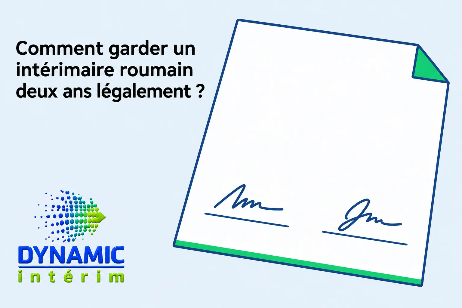 Texte illustrant un document plié posé de côté avec deux signatures sur la page.