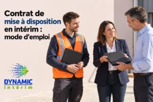 Trois personnes discutent autour de documents, dont un salarié en gilet de chantier et deux représentants d’entreprise.