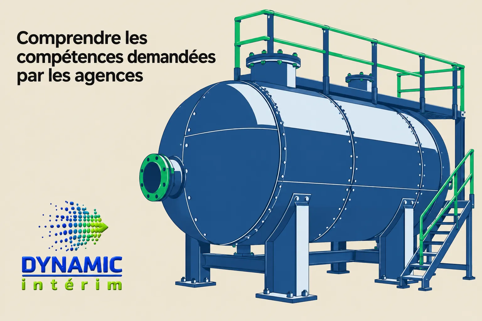 Voiture de réchauffage industrielle cylindrique bleue montrant une enceinte métallique et une passerelle d’accès avec